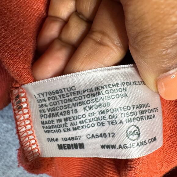 Adriano Goldschmied‎ Deegan Sweatshirt Womens Medium Rust Brown Hoodie Boho - Picture 5 of 12